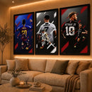 KIT 3 Quadros Neymar - Messi - Cristiano Ronaldo Mosaico - Coleção Futebol