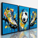 KIT 3 Quadros Bola Chuteira - Coleção Futebol