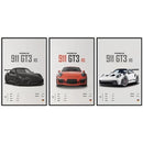 KIT 3 Quadros Porsche GT3 RS - Coleção Carros