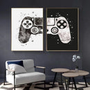 KIT 2 Quadros Decorativos Controle Preto/Branco - Coleção Games