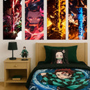 KIT 4 Quadros Demon Slayer Tanjiro-Hashiras-Kimetsu no Yaiba - Coleção Animes