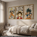 Kit 3 Peças Quadros Decorativos Naruto, One Piece e Dragon Ball - Coleção Animes