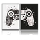 KIT 2 Quadros Decorativos Controle Preto/Branco - Coleção Games