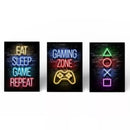 KIT 3 Quadros Gaming Zone - Coleção Games