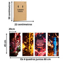 KIT 4 Quadros Demon Slayer Tanjiro-Hashiras-Kimetsu no Yaiba - Coleção Animes