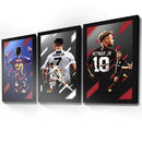 KIT 3 Quadros Neymar - Messi - Cristiano Ronaldo Mosaico - Coleção Futebol