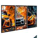 Kit 3 Quadros Audi BMW Ferrari - Coleção Carros
