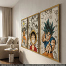 Kit 3 Peças Quadros Decorativos Naruto, One Piece e Dragon Ball - Coleção Animes