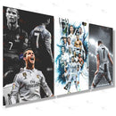 KIT 3 Quadros Decorativos CR7 Cristiano Ronaldo - Coleção Futebol