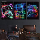 KIT 3 Quadros Neon Controles - Coleção Games