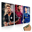 KIT 3 Quadros Craques - Neymar, Cristiano Ronaldo e Messi - Coleção Futebol